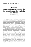 Algunos aspectos internacionales de los problemas del trabajo en África