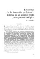 Los costos de la formación profesional: balance de un estudio piloto y ensayo metodológico