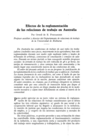 Efectos de la reglamentación de las relaciones de trabajo en Australia