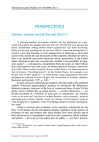 Gender, women and all the rest: Part I