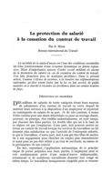 La protection du salarié à la cessation du contrat de travail