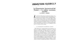 La Organización Internacional del Trabajo y la política económica mundial