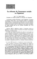 La réforme de I'assurance sociale en Equateur