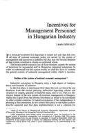 Incentives for management personnel in Hungarian industry