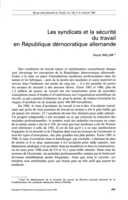 Les syndicats et la sécurité du travail en République démocratique allemande