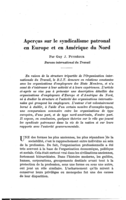 Aperçus sur le syndicalisme patronal en Europe et en Amérique du Nord