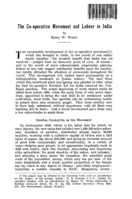The co-operative movement and labour in India