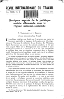 Quelques aspects de la politique sociale allemande sous le régime national-socialiste
