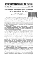 Les relations statistiques entre Ie chômage et Ie mouvement des prix