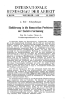 Introduction to the financial problems of social insurance