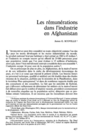 Les rémunérations dans l'industrie en Afghanistan
