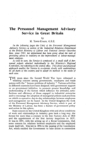 The personnel management advisory service in Great Britain