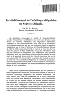 Le rétablissement de l'arbitrage obligatoire en Nouvelle-Zélande