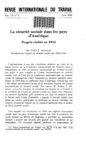 La sécurité sociale dans les pays d'Amérique: progrès réalisés en 1944