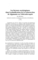 Les facteurs sociologiques dans la planification de la construction de logements en Tchécoslovaquie