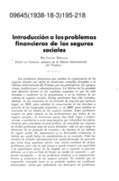 Introducción a los problemas financieros de los seguros sociales