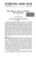 The role of food in post-war reconstruction