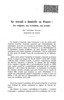 Le travail à domicile en France: ses origines, son évolution, son avenir