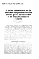 El valor constructivo de la Sociedad Cooperativa en los países poco adelantados o de industrialización reciente