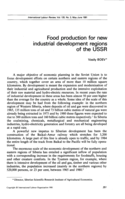 Food production for new industrial development regions of the USSR