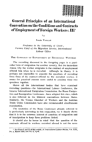 General principles of an International Convention on the conditions and contracts of employment of foreign workers: III