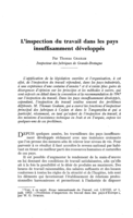 L'inspection du travail dans les pays insuffisamment développés