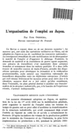 L'organisation de l'emploi au Japon