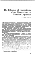 The influence of international labour conventions on Tunisian legislation