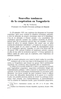 Nouvelles tendances de la coopération en Yougoslavie