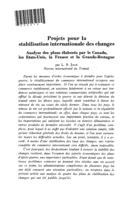 Projets pour la stabilisation internationale des changes: analyse des plans élaborés par le Canada, les Etats-Unis, la France et la Grande-Bretagne