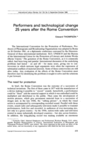 Performers and technological change 25 years after the Rome Convention