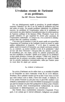 L'évolution récente de l'artisanat et ses problèmes