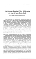 L'arbitrage facultatif des différends du travail aux Etats-Unis