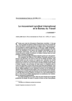 Le mouvement syndical international et le Bureau du Travail