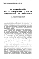 La organización de la inmigración y de la colonización en Venezuela