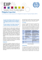 Philippines project brief: local resource based approach to mitigate the impact of Typhoon Bopha (2013)