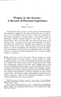 Women in factory: a record of personal experience