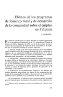 Efectos de los programas de fomento rural y de desarrollo de la comunidad sobre el empleo en Filipinas