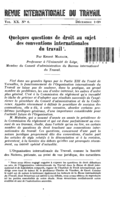 Quelques questions de droit au sujet des conventions internationales du travail