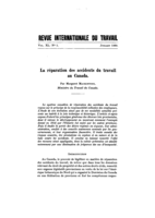 La réparation des accidents du travail au Canada