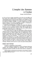 L'emploi des femmes à Ceylan
