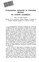 L'organisation rationelle de l'éducation physique: ses résultats scientifiques