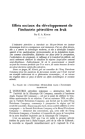 Effets sociaux du développement de l'industrie pétrolière en Irak