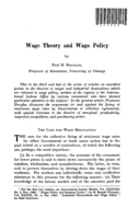 Wage theory and wage policy