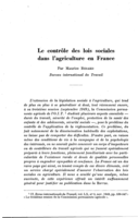 Le contrôle des lois sociales dans l'agriculture en France