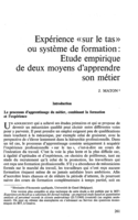 Expérience «sur le tas» ou système de formation: etude empirique de deux moyens d'apprendre son métier