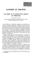 Les études sur la main-d'œuvre agricole aux Etats-Unis