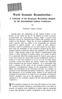 World economic reconstruction: a criticism of the economic resolution adopted by the International Labour Conference