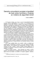 Derecho comunitario europeo e igualdad de trato entre hombres y mujeres en materia de seguridad social