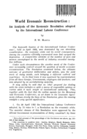 World economic reconstruction: an analysis of the economic resolution adopted by the International Labour Conference
